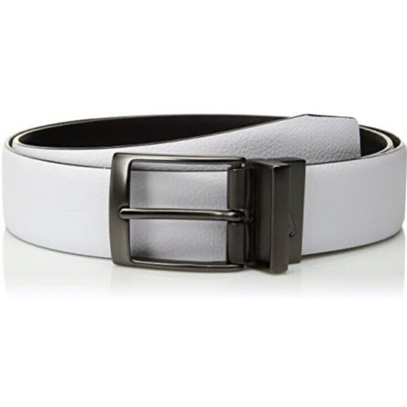 NIKE MEN'S Synthetic Leather REVERSIBLE BELT WHITE/BLACK SZ 32 - Picture 1 of 4